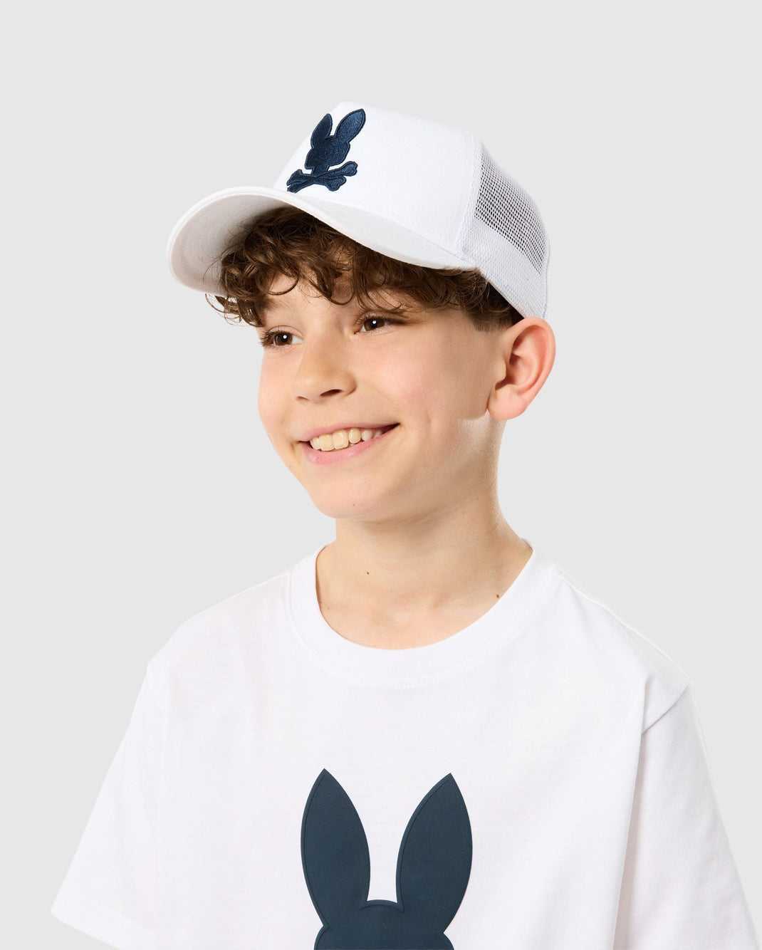 Chapeaux Psycho Bunny Houston Trucker Hat Blanche Enfant | GCZ-65104597